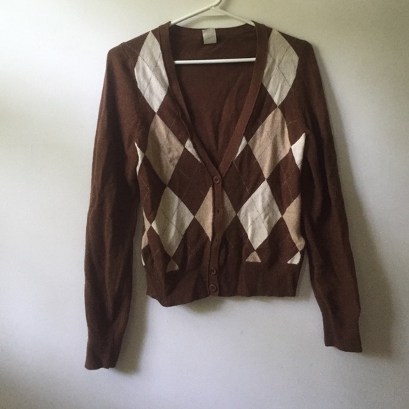 J.Crew size small brown argyle cardigan