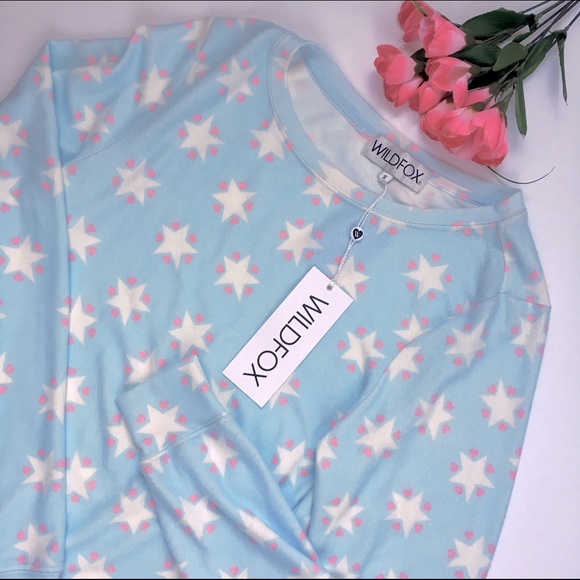 Wildfox Tops - Wildfox Stars & Hearts Baggy Beach Jumper