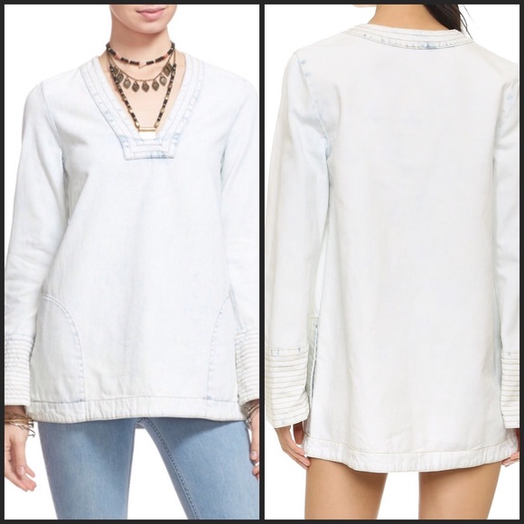 SOLD Free People Dreaming of Denim in Cloud - Picture 3 of 5