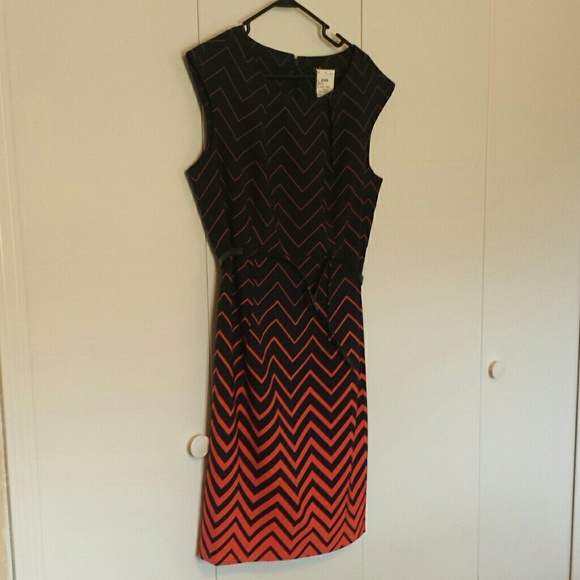 Black and orange chevron dress