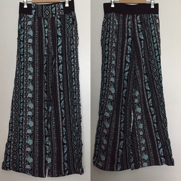 Blue Boho Palazzo/ Culotte Pants - Picture 3 of 5