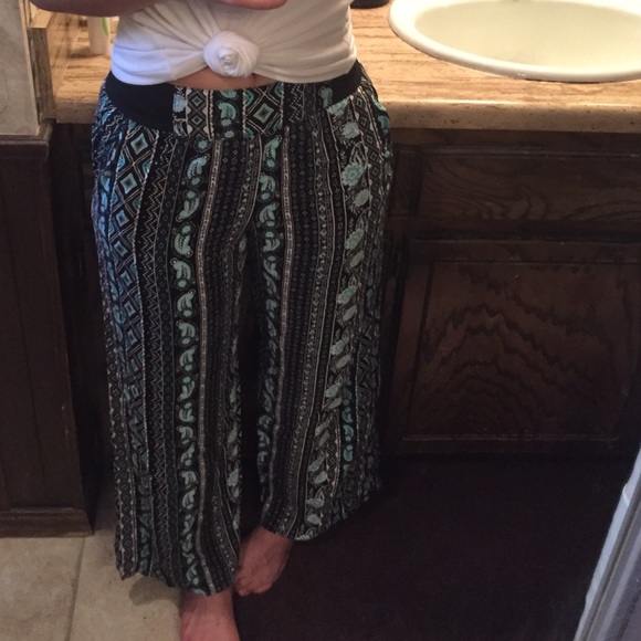 Blue Boho Palazzo/ Culotte Pants - Picture 5 of 5