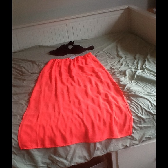 Bright pink sheer maxi skirt NWT📓
