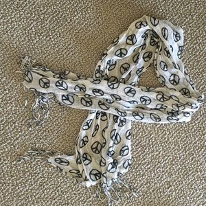 White Peace Sign Scarf
