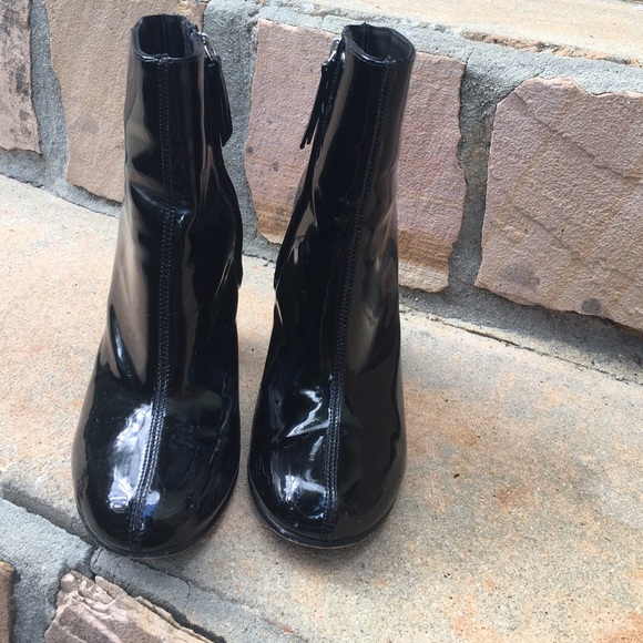 H&M Shoes Patent Leather Chunky Ankle Boots Poshmark