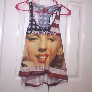 American flag, Marilyn Monroe tank top