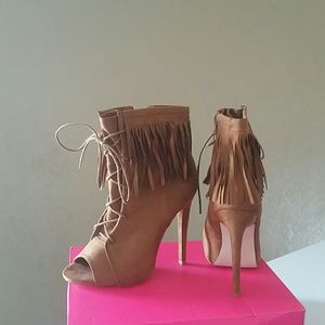$15 Peeptoe Fringe Booties