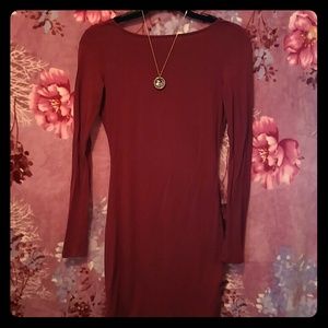 F21 wine backless mini dress
