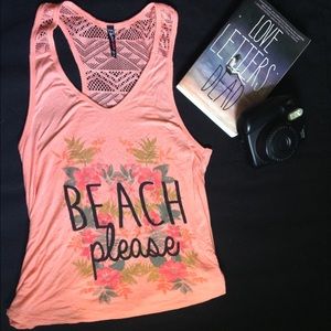 Beach please cute lace tank top