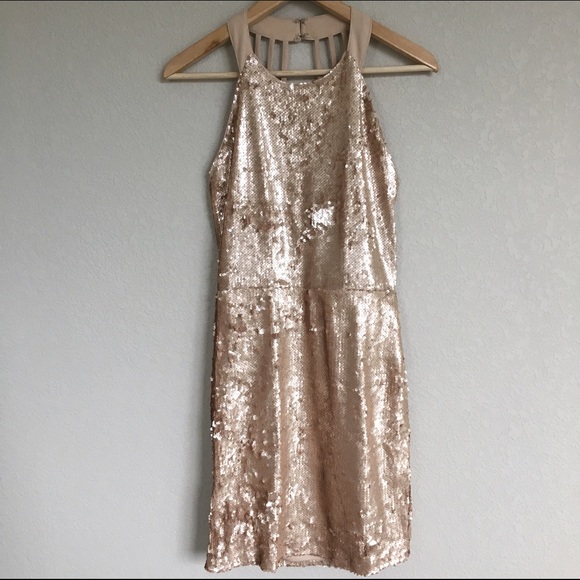 Lulus Dresses & Skirts - Rose Gold Sequin Backless Mini Dress Lulu's