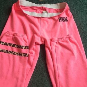 PINK cheetah sweatpants capris