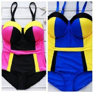 🌴ColorBlock One Piece SwimSuit for Plus Size!! 🌴