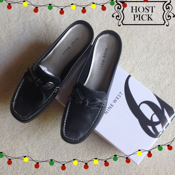 🌷 9 West Black Leather Slides NIB🌷Was $69 - Picture 5 of 5