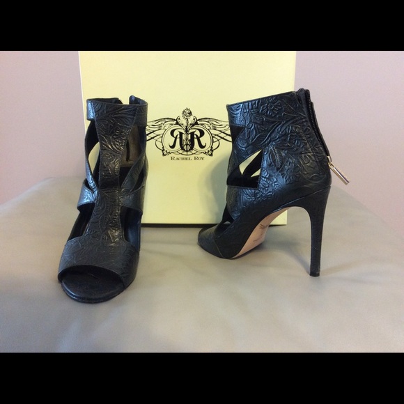 Rachel Roy black embossed leather bootie
