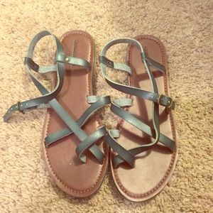 Hunter green strappy sandals.