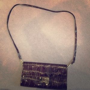 Spacious brown clasp satchel