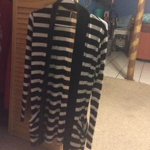 Black and White Striped Cardigan