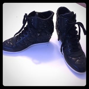 Ash Brooklyn Leather Quilted Wedge Sneaker