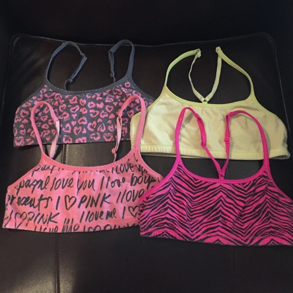 4 Pink yoga lounge bralettes