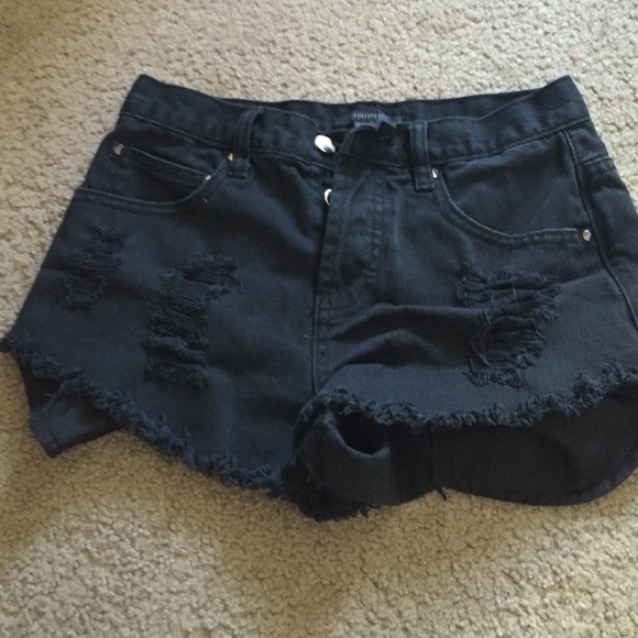 black jean shorts