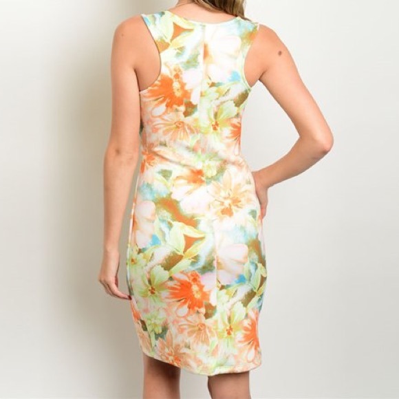 SALE❄️‼️Floral Ivory/peach Sleeveless dress - Picture 2 of 2