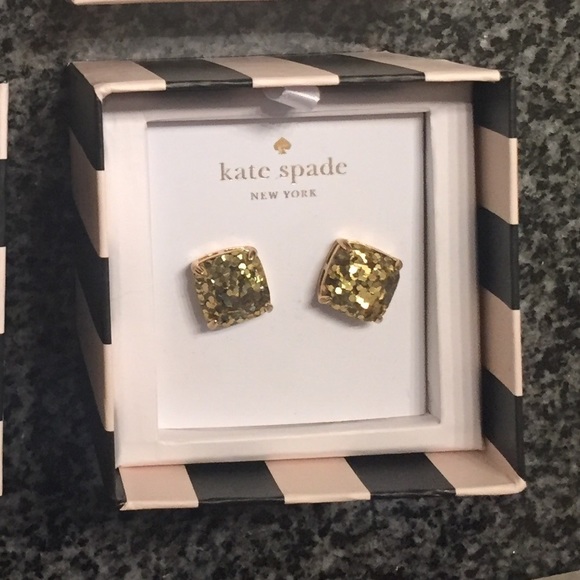 Gold Kate Spade Glitter Studs