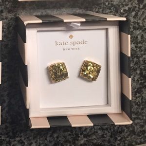 Gold Kate Spade Glitter Studs