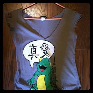 Wet Seal Gray Kanji Shirt