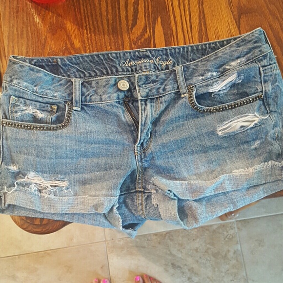 Light Blue Size 10 Ripped American Eagle Shorts