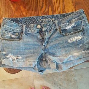 Light Blue Size 10 Ripped American Eagle Shorts