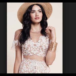 For Love and Lemons luau white crop top