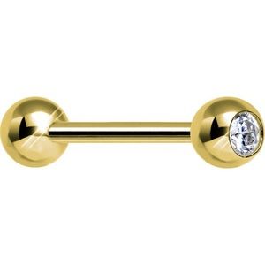14k Yellow Gold Plain Barbell Shaped Belly Button