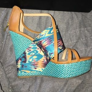 Just Fab Topanga Turquoise Wedge