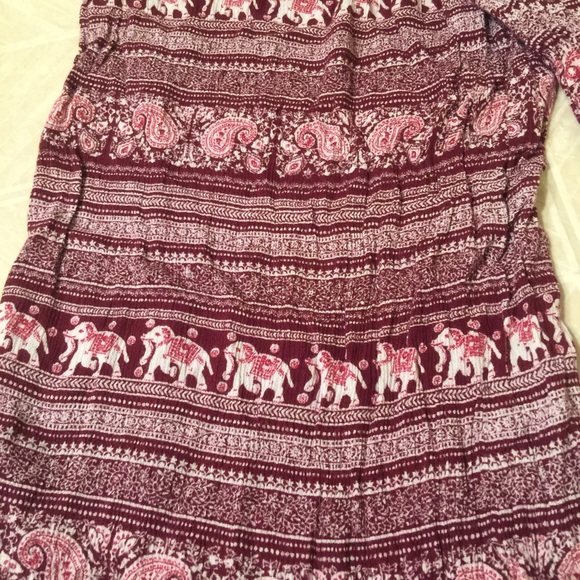 Dark Red Angie Elephant Palazzo Pants - Picture 2 of 4