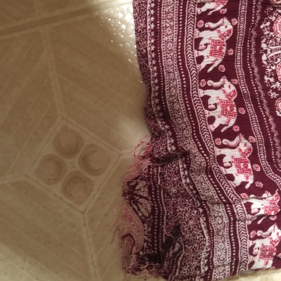 Dark Red Angie Elephant Palazzo Pants - Picture 3 of 4