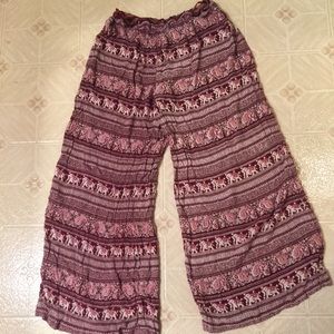 Dark Red Angie Elephant Palazzo Pants