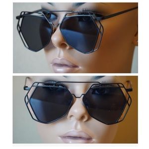 Black Geometric Hexagon Sunglasses Black Geometric Hexagon Sunglasses