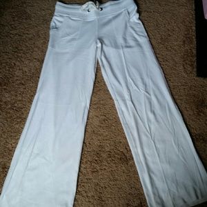 White boot cut sweatpants