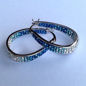 OMBRÉ AUSTRIAN CRYSTAL PAVE HOOPS IN MONTANA BLUE