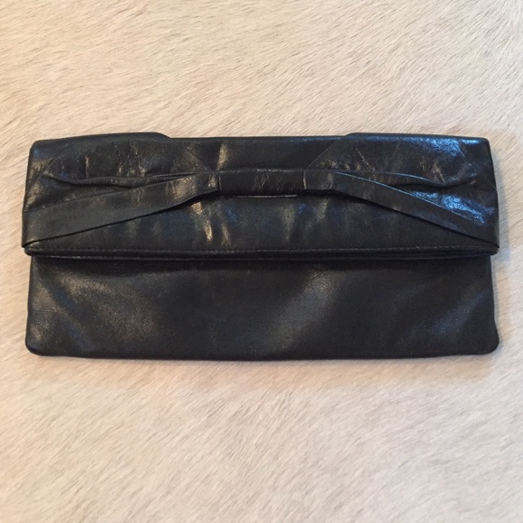 Hobo International black leather fold over clutch