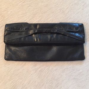 Hobo International black leather fold over clutch