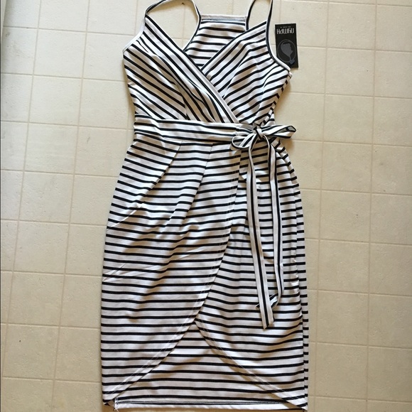 Striped asymmetrical dress