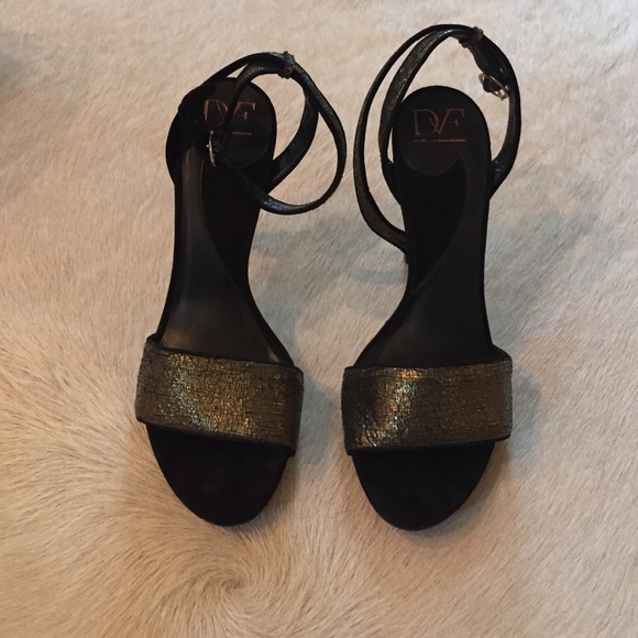 Diane Von Furstenberg black and gold  sandals
