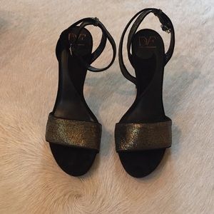 Diane Von Furstenberg black and gold  sandals