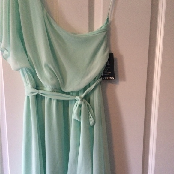 Express one shoulder mint cocktail dress
