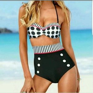 **SALE** XL high wasted polka dot bikini NEW