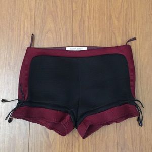 Miu Miu Black and Burgundy Mesh Shorts