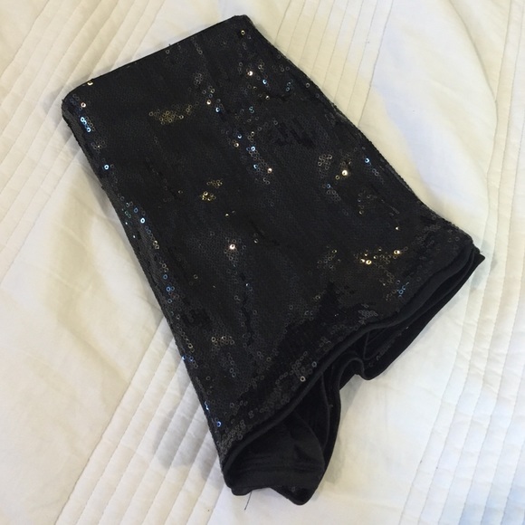 Black sequined cheeky high waisted shorts