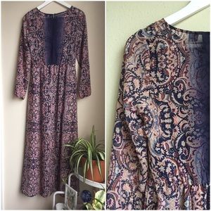 Paisley Long Sleeve Maxi Dress