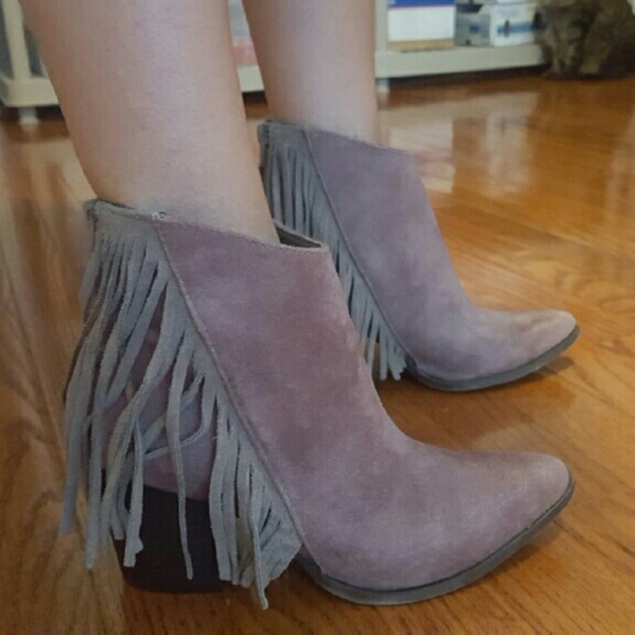 Ankle booties with fringe